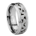 8mm Flying Geese Hunting Step Edge Silver Tungsten Band