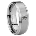 8mm Stigma Sangrando Berserk Inspired Step Edge Brushed Silver Tungsten Ring