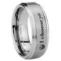8mm Pokeball Pokemon Step Edge Brushed Silver Tungsten Ring