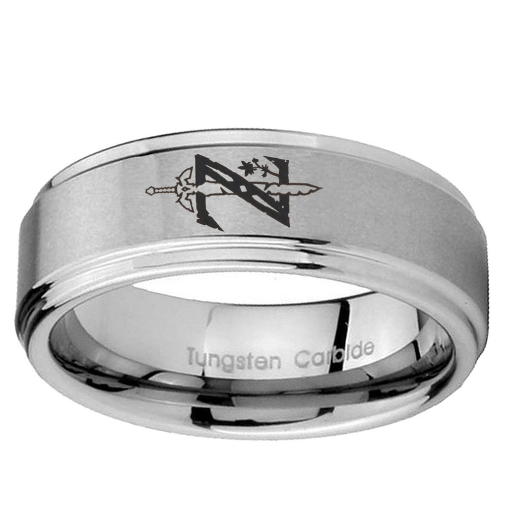 5mm Zelda Breath Of The Wild Step Edge Brushed Silver Tungsten Ring