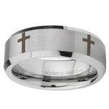 10mm-Crosses-Beveled-Edges-Matte-Grey-Tungsten-Carbide-Rings-for-Men