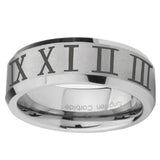 10mm-Roman-Numeral-Beveled-Edges-Matte-Grey-Tungsten-Wedding-Engagement-Ring