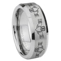 8MM Irish Claddagh Beveled Brushed Gray Tungsten Engrave Man Ring