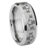 10mm Irish Claddagh Beveled Edges Matte Grey Tungsten Carbide Mens Ring