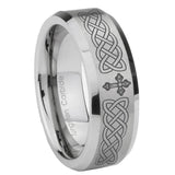 10mm-Celtic-Cross-Beveled-Edges-Matte-Grey-Tungsten-Carbide-Mens-Anniversary-Ring
