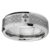 10mm-Celtic-Cross-Beveled-Edges-Matte-Grey-Tungsten-Carbide-Mens-Anniversary-Ring