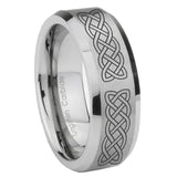 10mm-Celtic-Knot-Beveled-Edges-Matte-Grey-Tungsten-Carbide-Men's-Ring