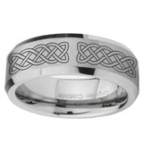 10mm-Celtic-Knot-Beveled-Edges-Matte-Grey-Tungsten-Carbide-Men's-Ring