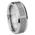 8MM Celtic knot Beveled Brushed Gray Tungsten Mens Wedding Rings
