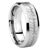 8mm Lord Of The Rings Beveled Edge Brushed Silver Women's Wedding Rings Silver