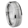 8MM Lord Of The Rings Beveled Brushed Gray Tungsten Wedding Band