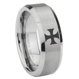 10mm-Maltese-Cross-Beveled-Edges-Matte-Grey-Tungsten-Carbide-Wedding-Engraving-Ring