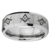 8mm-Master-Mason-Masonic--Beveled-Edges-Silver-Tungsten-Mens-Ring-Personalized