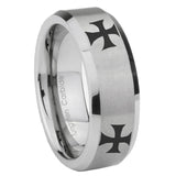 10mm-4-Maltese-Cross-Beveled-Edges-Matte-Grey-Tungsten-Carbide-Wedding-Band-Mens