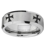 10mm-4-Maltese-Cross-Beveled-Edges-Matte-Grey-Tungsten-Carbide-Wedding-Band-Mens