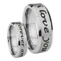 8MM I Love You Forever and ever Beveled Brushed Gray Tungsten Band