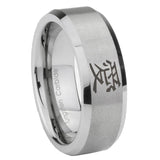 10mm-Kanji-Love-Beveled-Edges-Matte-Grey-Tungsten-Carbide-Men's-Bands-Ring