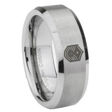 8mm Chief Master Sergeant Vector Beveled Brushed Grey Tungsten Men's Promise Rings