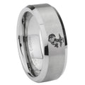 10mm Marine Beveled Edges Matte Grey Tungsten Carbide Men's Wedding Band
