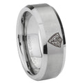 8MM CTR Beveled Brushed Gray Tungsten Custom Engraved Ring