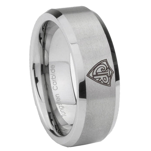 10mm CTR Beveled Edges Matte Grey Tungsten Carbide Mens Engagement Band