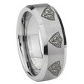 8MM Multiple CTR Beveled Brushed Gray Tungsten Mens Casual Ring
