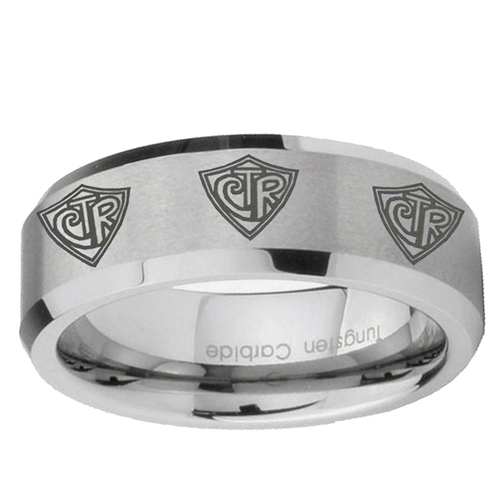 10mm Multiple CTR Beveled Edge Matte Grey Tungsten Ring