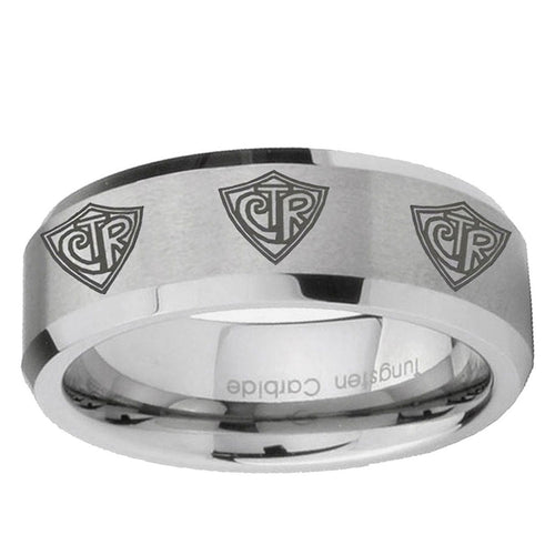10mm Multiple CTR Beveled Edge Matte Grey Tungsten Ring