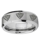 6, 8mm Multiple CTR Beveled Edge Brushed Grey Tungsten Wedding Engraving Ring