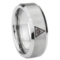 8MM Seeing Eye of Beveled Brushed Gray Tungsten Wedding Band Men