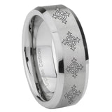 10mm-Multiple-Crosses-Beveled-Edges-Matte-Grey-Tungsten-Carbide-Custom-Mens-Ring