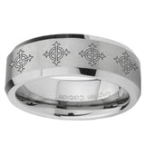 10mm-Multiple-Crosses-Beveled-Edges-Matte-Grey-Tungsten-Carbide-Custom-Mens-Ring