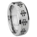 8MM Multiple Fleur Delis Beveled Brushed Gray Tungsten Band For Men