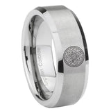 8mm Seal of Seven Archangel Beveled Edge Brushed Grey Comfortable Wedding Rings