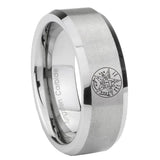 8mm Tetragrammaton Spiritual Kabbalah Beveled Edge Brushed Grey Comfortable Wedding Rings