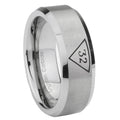 10mm Masonic 32 Triangle Freemason Beveled Edges Matte Grey Tungsten Carbide Rings for Men