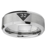 8mm-Masonic-32-Triangle-Design-Freemason-Beveled-Edges-Silver-Tungsten-Carbide-Mens-Anniversary-Ring