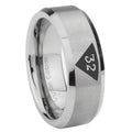 8MM Masonic 32 Triangle Freemason Beveled Brushed Gray Tungsten Ring Men