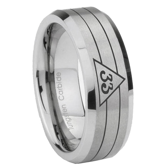 10mm-Masonic-32-Duo-Line-Freemason-Beveled-Edges-Matte-Grey-Tungsten-Carbide-Rings-for-Men