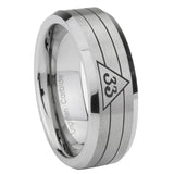 10mm-Masonic-32-Duo-Line-Freemason-Beveled-Edges-Matte-Grey-Tungsten-Carbide-Rings-for-Men