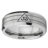 8mm-Masonic-32-Duo-Line-Freemason-Beveled-Edges-Silver-Tungsten-Carbide-Mens-Anniversary-Ring