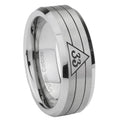 10mm Masonic 32 Duo Line Freemason Beveled Edges Matte Grey Tungsten Carbide Rings for Men