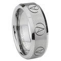8MM Atheist Design Beveled Brushed Gray Tungsten Promise Ring