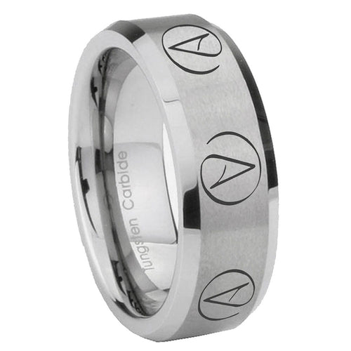 10mm Atheist Design Beveled Matte Grey Tungsten Custom Ring for Men