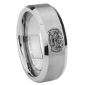 10mm Masonic 32 Degree Freemason Beveled Edges Matte Grey Tungsten Carbide Rings for Men