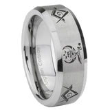 6, 8mm Masonic Shriners Beveled Edge Brushed Grey Tungsten Mens Anniversary Ring