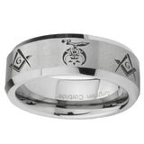 8mm-Masonic-Shriners-Beveled-Edges-Silver-Tungsten-Mens-Anniversary-Ring