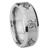 10mm Masonic Shriners Beveled Edges Matte Grey Tungsten Carbide Rings for Men