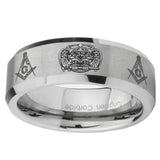 8mm-Masonic-32-Design-Beveled-Edges-Silver-Tungsten-Carbide-Wedding-Band-Ring