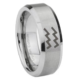 10mm-Aquarius-Horoscope-Beveled-Edges-Matte-Grey-Tungsten-Carbide-Men's-Bands-Ring